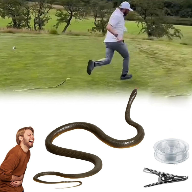 Prank Toys - ของเล่นงูจำลองแบบคล้องเชือกสำหรับเล่นตลกกลางแจ้ง—ของเล่นงูจำลองแบบเชือกสำหรับไล่ตาม ของเล่นตลกขบขัน ของขวัญสำหรับงานปาร์ตี้และงานสังสรรค์