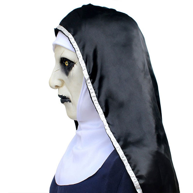 Led Purge Mask Halloween - หน้ากากยางลาเท็กซ์แม่ชีสยองขวัญ 1 ชิ้น พร้อมผ้าคลุมศีรษะ สำหรับคอสเพลย์วาลัค ชุดฮาโลวีน