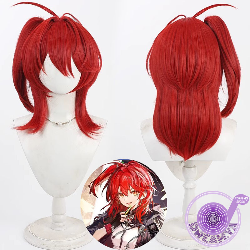 Anime Cosplay Wig Heat Resistant - Exusiai ใหม่ Covenant คอสเพลย์วิกผม Arknights สีแดงสังเคราะห์ทนความร้อนผมฮาโลวีนเล่นบทบาท
