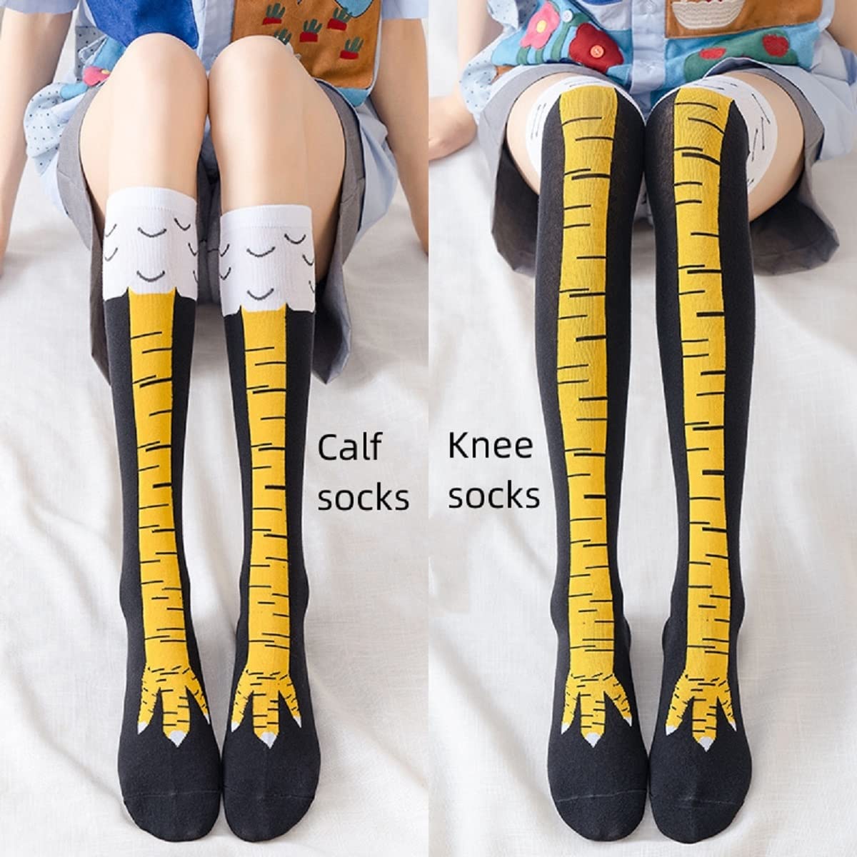1/2 คู่ผู้หญิงเข่าสูงถุงเท้าอิ - Funny Chicken Leg Socks บทวิจารณ์และราคา